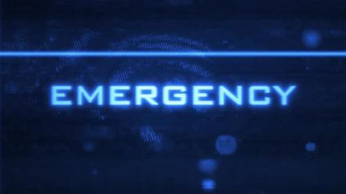 Videohive - Glowing Blue EMERGENCY Title Digital Bulletin Screen with Glitches and Distortion - 36066654