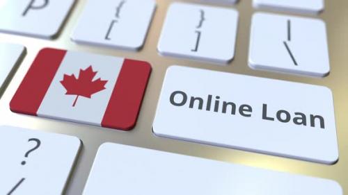 Videohive - Online Loan Text and Flag of Canada on the Keyboard - 36075277