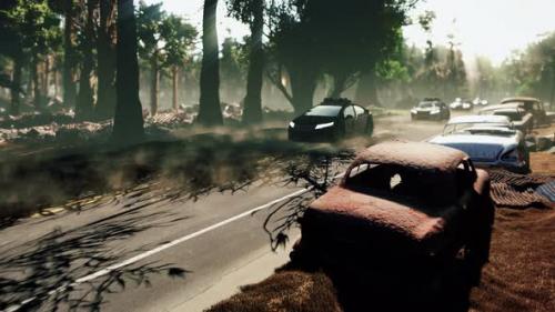 Videohive - Police Cars on Abandoned Road - 24664023