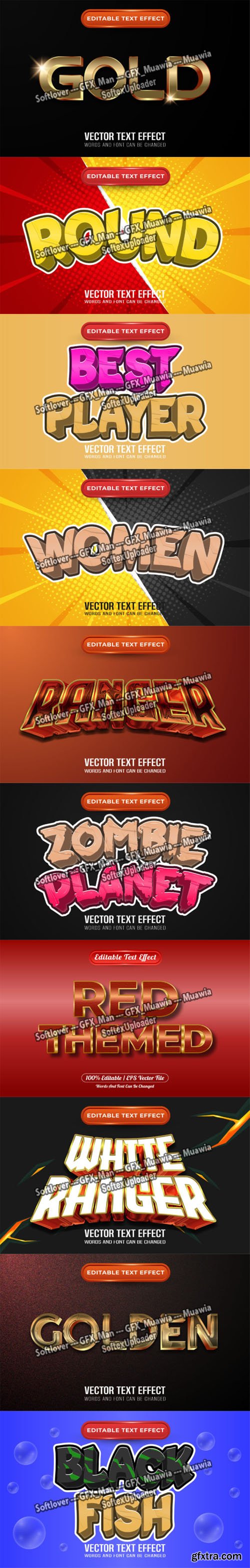 10 Modern Editable Text Effects Vector Templates