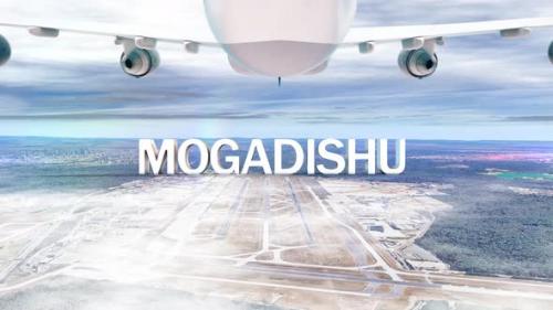 Videohive - Commercial Airplane Over Clouds Arriving City Mogadishu - 36254039
