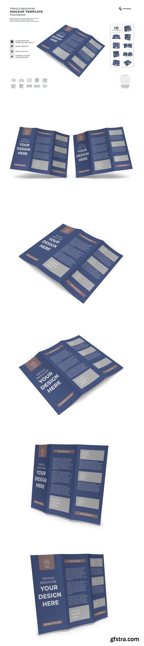 Trifold Brochure Mockup Template Set