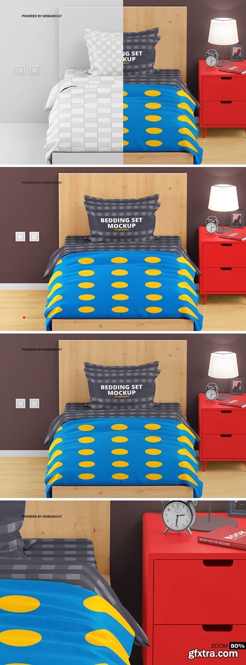 Bedroom, Single Bed Mockup