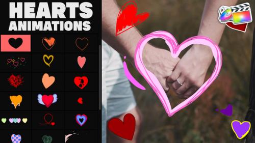 Videohive - Cartoon Hearts Stickers for FCPX - 36271056