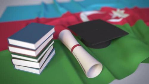 Videohive - Graduation Cap and Diploma on the Azerbaijani Flag - 36263228