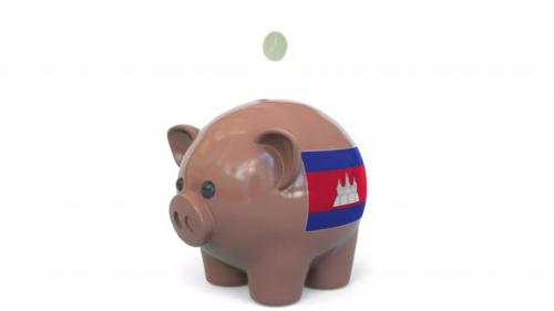 Videohive - Putting Money Into Piggy Bank with Flag of Cambodia - 36263235