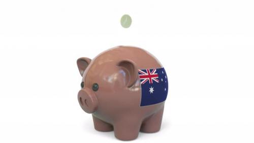 Videohive - Putting Money Into Piggy Bank with Flag of Australia - 36263238