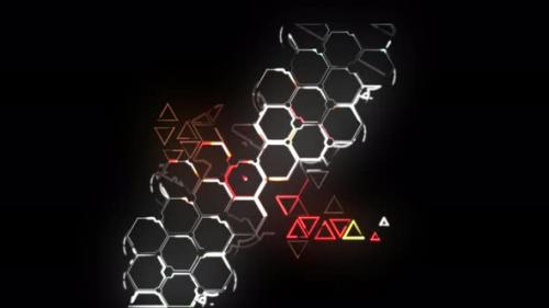 Videohive - Abstract seamless honeycomb graphics. 4k video animation. Video animation of glowing neon - 36244583