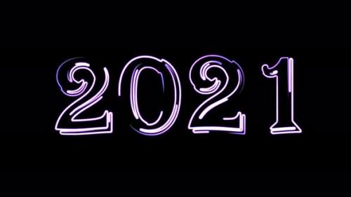 Videohive - Animation of seamless moving neon lines 2021 New Year. 2D animation on a Christmas - 36244711