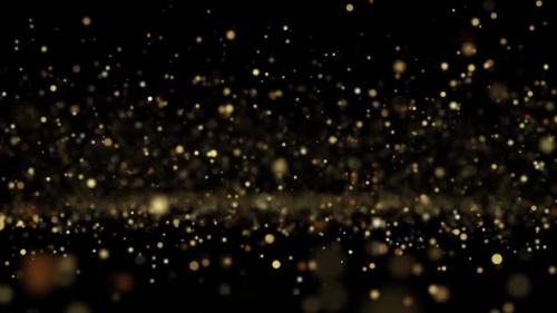 Videohive - Golden Bokeh Particles Flying Background Loop - 36260738
