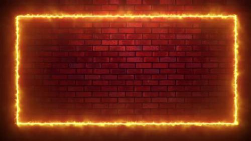 Videohive - Fire burning frame with seamless bricks wall - 36260808