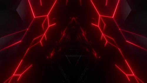 Videohive - 4k Abstract Red Neon Lights Tunnels - 36271085