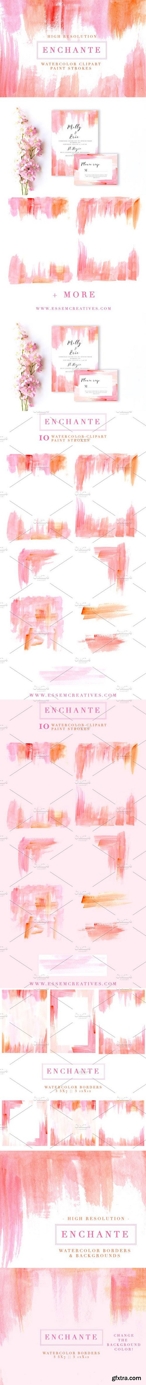 Pink Paint Strokes Clipart Borders