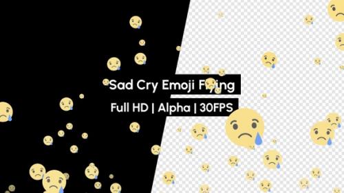 Videohive - Sad Cry Face React Emoji Flying with Alpha - 36276803
