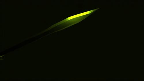 Videohive - A medieval sword of green color flying against black backdrop - 36277976