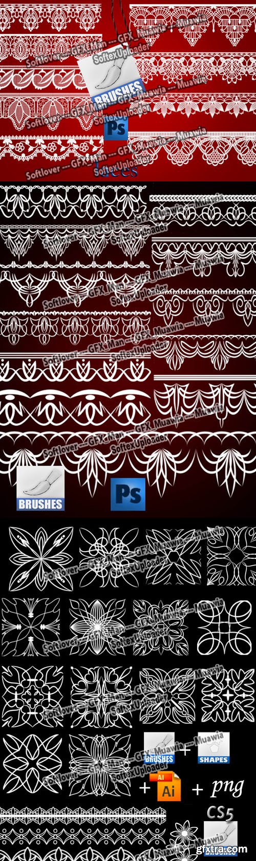 Borders & Laces Brushes Collection for Photoshop & Illustrator