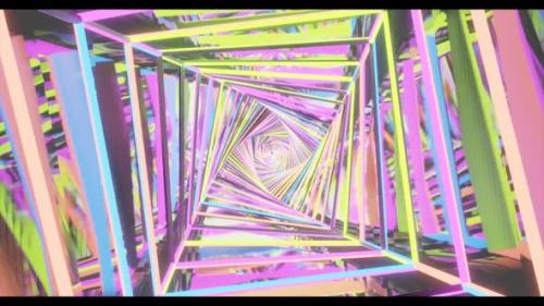 Videohive - Abstract seamless geometric background. Looped animation. Glowing neon tunnel. - 36268001