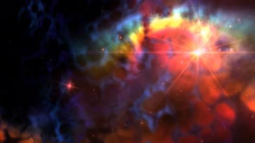 Videohive - Red Flare On Colorful Galaxy Mist Loop Background - 36273329