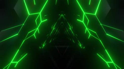 Videohive - 4k Abstract Green Neon Lights Tunnels - 36271090