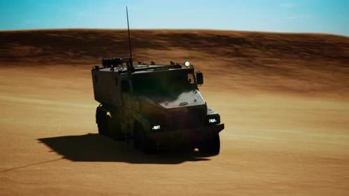 Videohive - Armoured Military Truck in Desert - 36343183