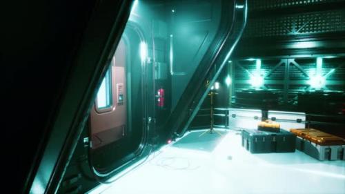 Videohive - Futuristic Interior of Spaceship Corridor with Light - 36343284