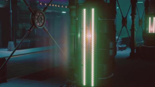 Videohive - Neon Lights of Futuristic Sci Fi City - 36343348