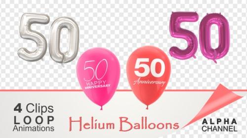 Videohive - 50 Anniversary Celebration Helium Balloons Pack - 36271392