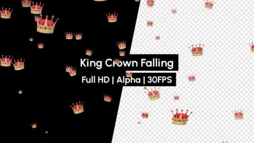 Videohive - Golden Red King Crown Falling With Alpha - 36379550