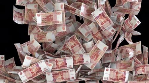 Videohive - Falling Russian Ruble Bills Money Transition - 36389893