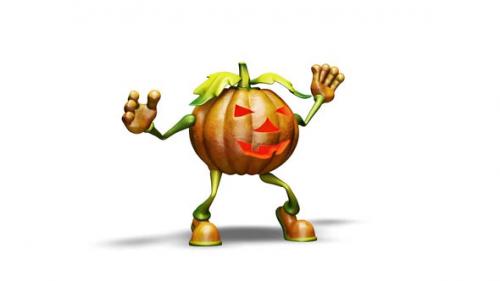 Videohive - Comic Pumpkin Looped Halloween Dance on White Background - 36390210