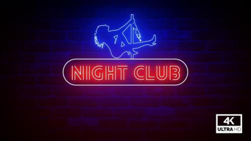 Videohive - Night Club Neon Sign Flickering Neon Light Animation Background 4K Video Footage - 36390617