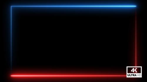 Videohive - Neon Red And Blue Frame Overlay Background 4K Looped V1 - 36390729