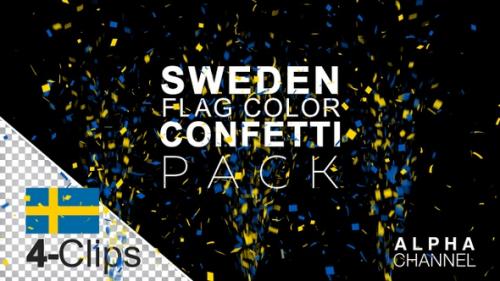Videohive - Sweden Flag Color Celebration Confetti Pack - 36395214
