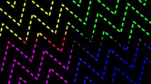Videohive - Wavy colorful dash line motion background. Abstract colorful neon glowing geometric dash line. A 146 - 36398694