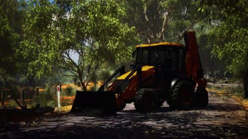 Videohive - Excavator Tractor in Bush Forest - 36399218