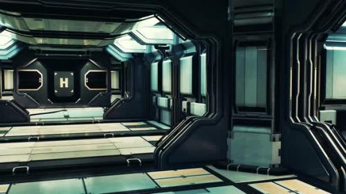 Videohive - Futuristic Interior of Spaceship Corridor with Light - 36404593