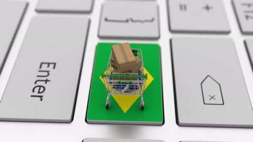 Videohive - Boxes with MADE IN BRAZIL Text and Shopping Cart on the Key - 36407217