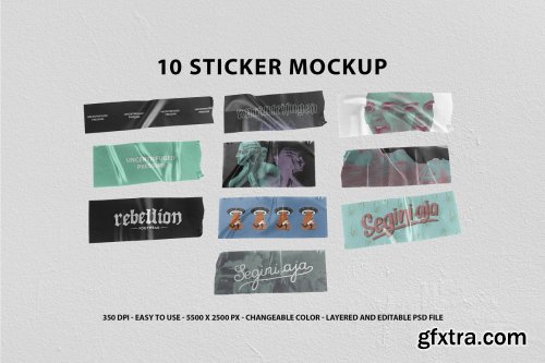 CreativeMarket - 10 Realistic Sticker Mockup 5382516