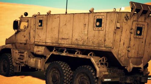Videohive - Armoured Military Truck in Desert - 36404971
