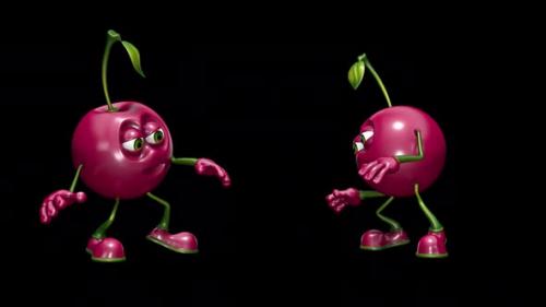 Videohive - Funny Cherry Looped Dance with Alpha Channel and Shadow - 36390268