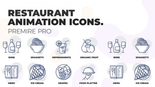 Videohive - Restaurant & Food - Animation Icons (MOGRT) - 36355396