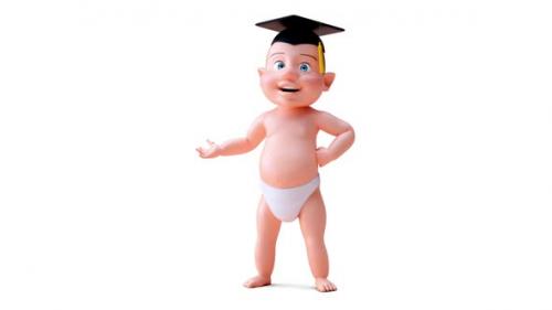 Videohive - Fun 3D cartoon of a student baby - 36459417