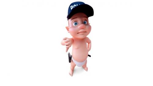 Videohive - Fun 3D cartoon of a baby cop - 36459421