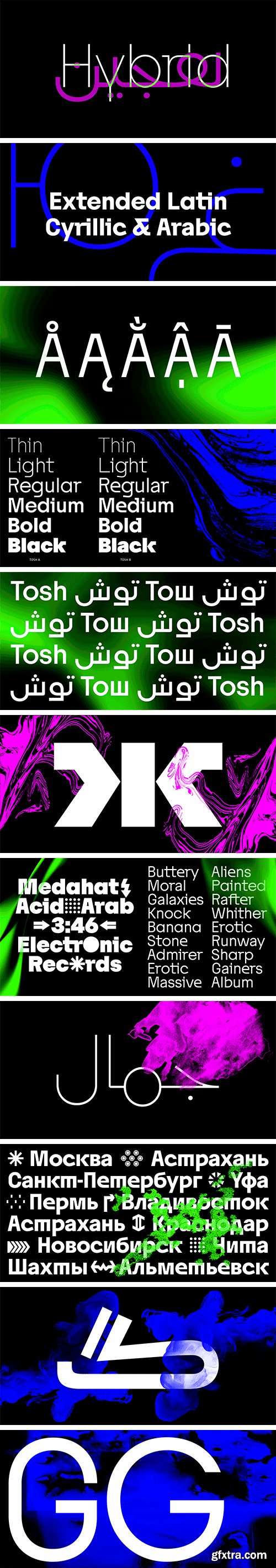 Tosh Font Family (Updated) - Latin, Cyrillic and Arabic