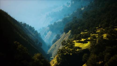 Videohive - Sunset in Mountain with Green Grass and Trees - 36525797