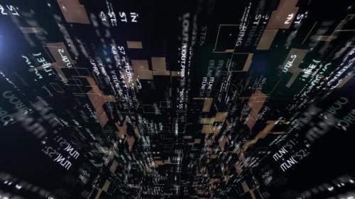 Videohive - Matrix with 3d walls of source code in cyberspace - 36525899