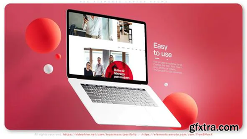 Videohive Red Elements Laptop Mockup Promo 36557182