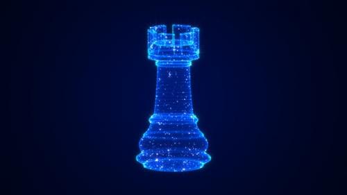 Videohive - Chess Piece Rook 3D Hologram - 36563745