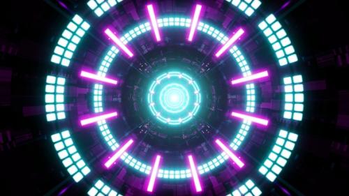 Videohive - Scientific Tunnel with Glowing Geometric Neon Lamps - 36594981