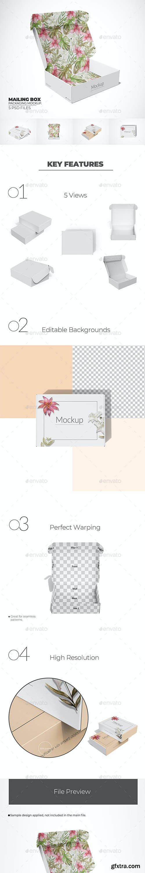 GraphicRiver - Rectangular Mailing Box Packaging Mockup 36428926